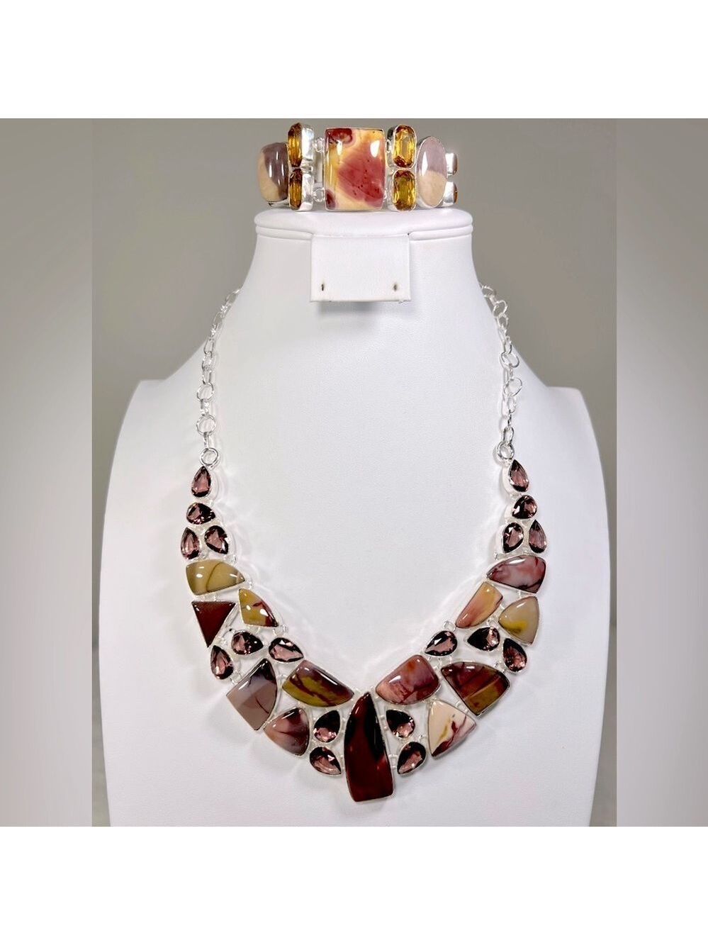 Mookaite Jasper 925 Large Gemstone Necklace & Bracelet